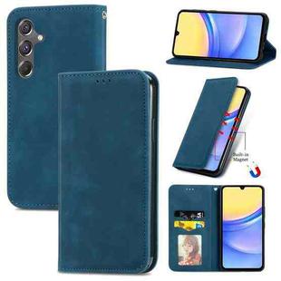 For Samsung Galaxy A15 Retro Skin Feel Magnetic Leather Phone Case(Blue)