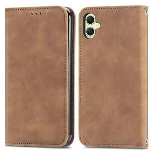 For Samsung Galaxy A05 Retro Skin Feel Magnetic Leather Phone Case(Brown)