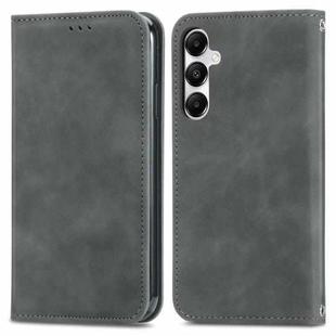 For Samsung Galaxy A35 5G Retro Skin Feel Magnetic Leather Phone Case(Gray)