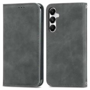 For Samsung Galaxy A55 5G Retro Skin Feel Magnetic Leather Phone Case(Gray)