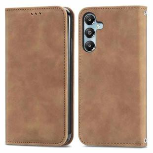 For Samsung Galaxy M14 4G Retro Skin Feel Magnetic Leather Phone Case(Brown)