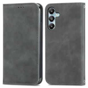 For Samsung Galaxy M14 4G Retro Skin Feel Magnetic Leather Phone Case(Gray)