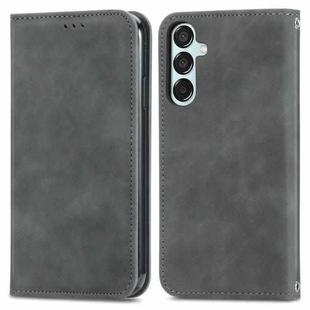 For Samsung Galaxy M15 Retro Skin Feel Magnetic Leather Phone Case(Gray)