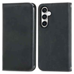 For Samsung Galaxy S23 FE 5G Retro Skin Feel Magnetic Leather Phone Case(Black)