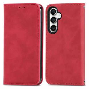 For Samsung Galaxy S23 FE 5G Retro Skin Feel Magnetic Leather Phone Case(Red)