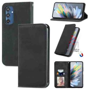 For Samsung Galaxy M35 Retro Skin Feel Magnetic Leather Phone Case(Black)