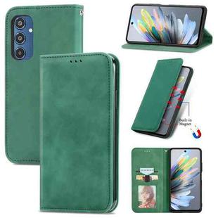 For Samsung Galaxy M35 Retro Skin Feel Magnetic Leather Phone Case(Green)