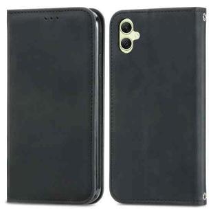 For Samsung Galaxy A06 Retro Skin Feel Magnetic Leather Phone Case(Black)