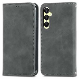 For Samsung Galaxy A25 5G Retro Skin Feel Magnetic Leather Phone Case(Gray)