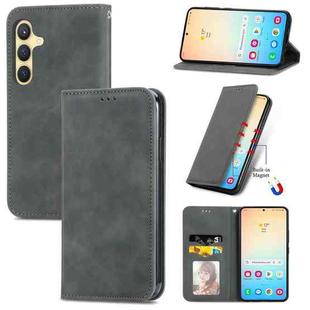For Samsung Galaxy S25 5G Retro Skin Feel Magnetic Leather Phone Case(Gray)
