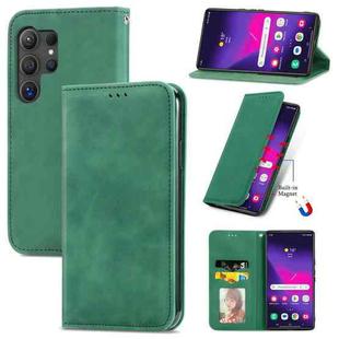 For Samsung Galaxy S25 Ultra 5G Retro Skin Feel Magnetic Leather Phone Case(Green)