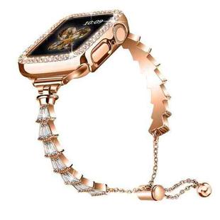 Zinc Alloy Diamond Crown Bracelet Watch Band For Apple Watch Series 8&7 41mm(Rose Gold)