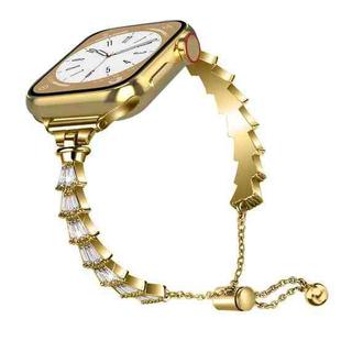 Zinc Alloy Diamond Crown Bracelet Watch Band For Apple Watch Ultra 49mm / Series 8&7 45mm(Gold)