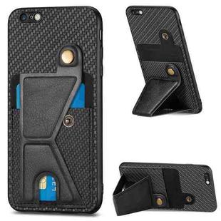 For iPhone 6 Plus / 6s Plus Carbon Fiber Wallet Flip Card K-shaped Holder Phone Case(Black)