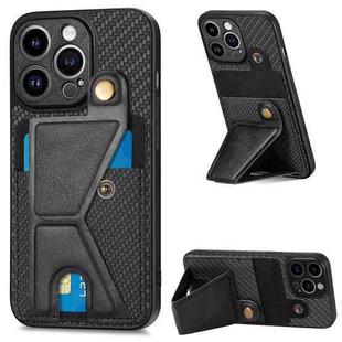 For iPhone 13 Pro Carbon Fiber Wallet Flip Card K-shaped Holder Phone Case(Black)