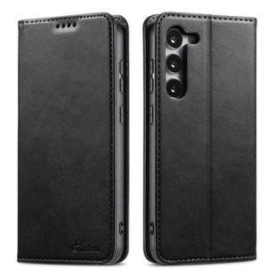 For Samsung Galaxy S23 5G Suteni Calf Texture Horizontal Flip Leather Phone Case(Black)