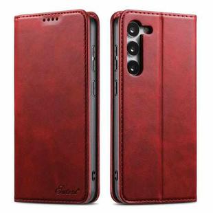 For Samsung Galaxy S23 5G Suteni Calf Texture Horizontal Flip Leather Phone Case(Red)