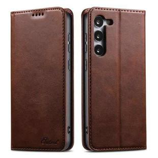 For Samsung Galaxy S23+ 5G Suteni Calf Texture Horizontal Flip Leather Phone Case(Brown)