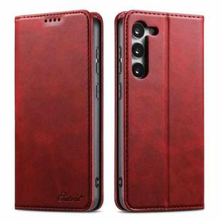 For Samsung Galaxy S23+ 5G Suteni Calf Texture Horizontal Flip Leather Phone Case(Red)