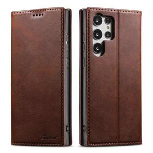 For Samsung Galaxy S23 Ultra 5G Suteni Calf Texture Horizontal Flip Leather Phone Case(Brown)