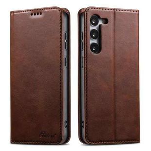For Samsung Galaxy S24 5G Suteni Calf Texture Horizontal Flip Leather Phone Case(Brown)