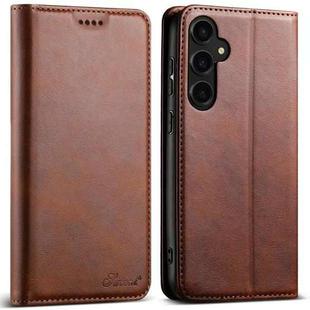 For Samsung Galaxy S23 FE 5G Suteni Calf Texture Horizontal Flip Leather Phone Case(Brown)
