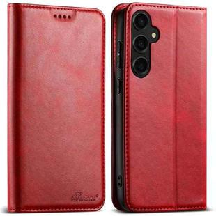 For Samsung Galaxy A14 4G/5G Suteni Calf Texture Horizontal Flip Leather Phone Case(Red)