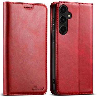For Samsung Galaxy S25+ 5G Suteni Calf Texture Horizontal Flip Leather Phone Case(Red)