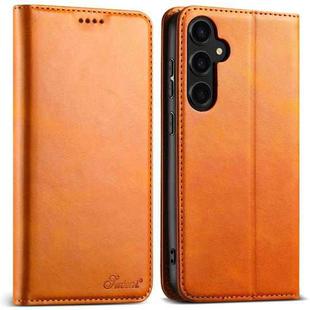 For Samsung Galaxy S25+ 5G Suteni Calf Texture Horizontal Flip Leather Phone Case(Khaki)