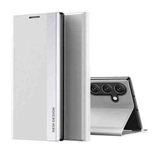 For Samsung Galaxy A54 5G Side Electroplated Adsorption Leather Phone Case(Silvr)