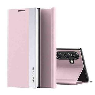 For Samsung Galaxy A24 4G Side Electroplated Adsorption Leather Phone Case(Pink)