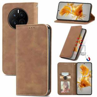 For Huawei Mate 50 Retro Skin Feel Magnetic Flip Leather Phone Case(Brown)