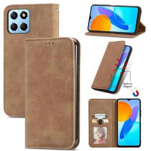 For Honor X6 Retro Skin Feel Magnetic Flip Leather Phone Case(Brown)