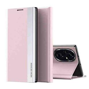 For Honor 200 Side Electroplated Adsorption Leather Phone Case(Pink)