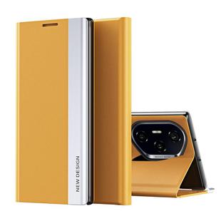 For Honor 300 Pro Side Electroplated Adsorption Leather Phone Case(Yellow)