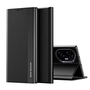 For Honor 300 Side Electroplated Adsorption Leather Phone Case(Black)