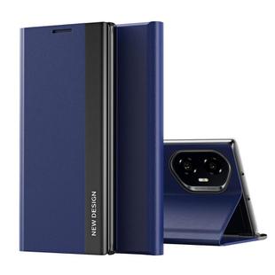 For Honor 300 Side Electroplated Adsorption Leather Phone Case(Dark Blue)