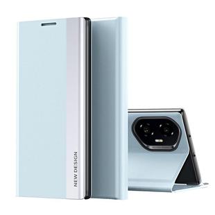 For Honor 300 Side Electroplated Adsorption Leather Phone Case(Light Blue)
