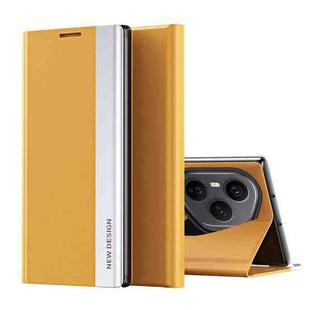 For Honor 400 Pro Global 160.8mm Side Electroplated Adsorption Leather Phone Case(Yellow)