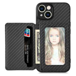 For iPhone 14 Carbon Fiber Magnetic Card Bag Phone Case(Black)