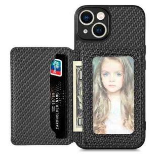 For iPhone 13 mini Carbon Fiber Magnetic Card Bag Phone Case(Black)