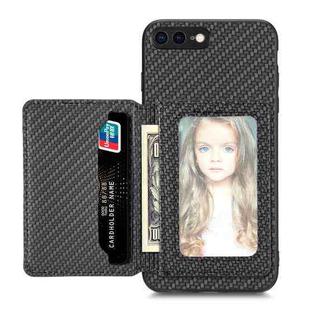 For iPhone SE 2022 / 2020 / 7 / 8 Carbon Fiber Magnetic Card Bag Phone Case(Black)