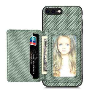 For iPhone SE 2022 / 2020 / 7 / 8 Carbon Fiber Magnetic Card Bag Phone Case(Green)