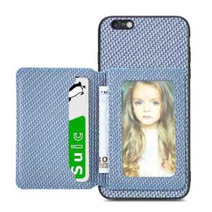 For iPhone 6 / 6s Carbon Fiber Magnetic Card Bag Phone Case(Blue)