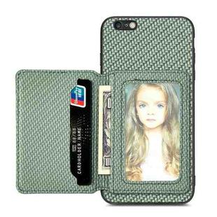For iPhone 6 Plus / 6s Plus Carbon Fiber Magnetic Card Bag Phone Case(Green)