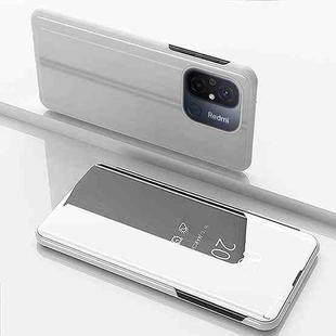 For Xiaomi Redmi 12C Plated Mirror Horizontal Flip Leather Case with Holder(Silver)