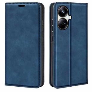 For Realme 10 Pro+ Retro-skin Magnetic Suction Leather Phone Case(Dark Blue)
