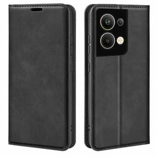 For OPPO Reno9 Pro+ Retro-skin Magnetic Suction Leather Phone Case(Black)