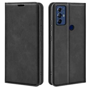 For Motorola Moto G Play 2023 Retro-skin Magnetic Suction Leather Phone Case(Black)