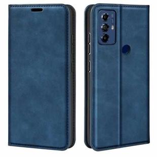 For Motorola Moto G Play 2023 Retro-skin Magnetic Suction Leather Phone Case(Dark Blue)